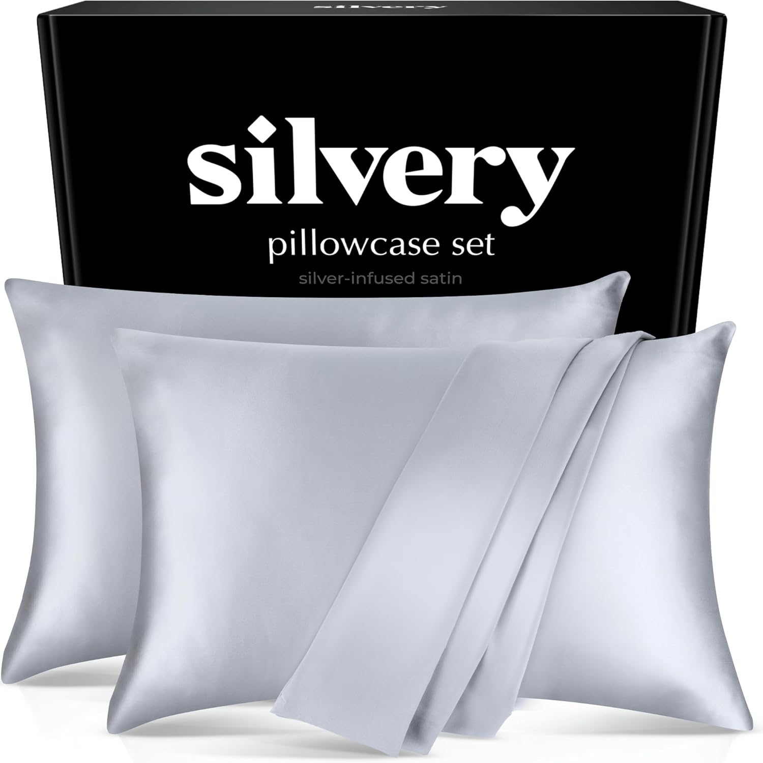 Silvery® Silver-Infused Satin Pillowcases