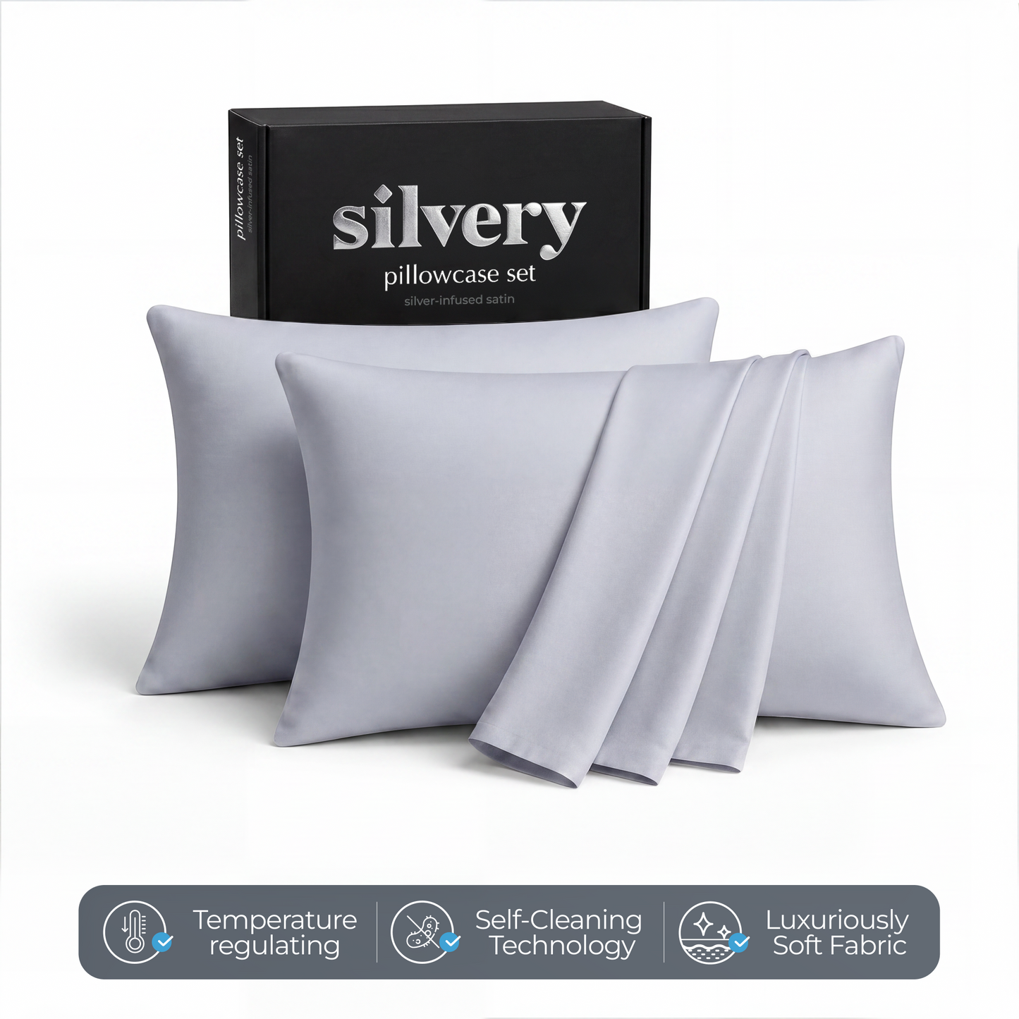 Silvery® Satin Pillowcases