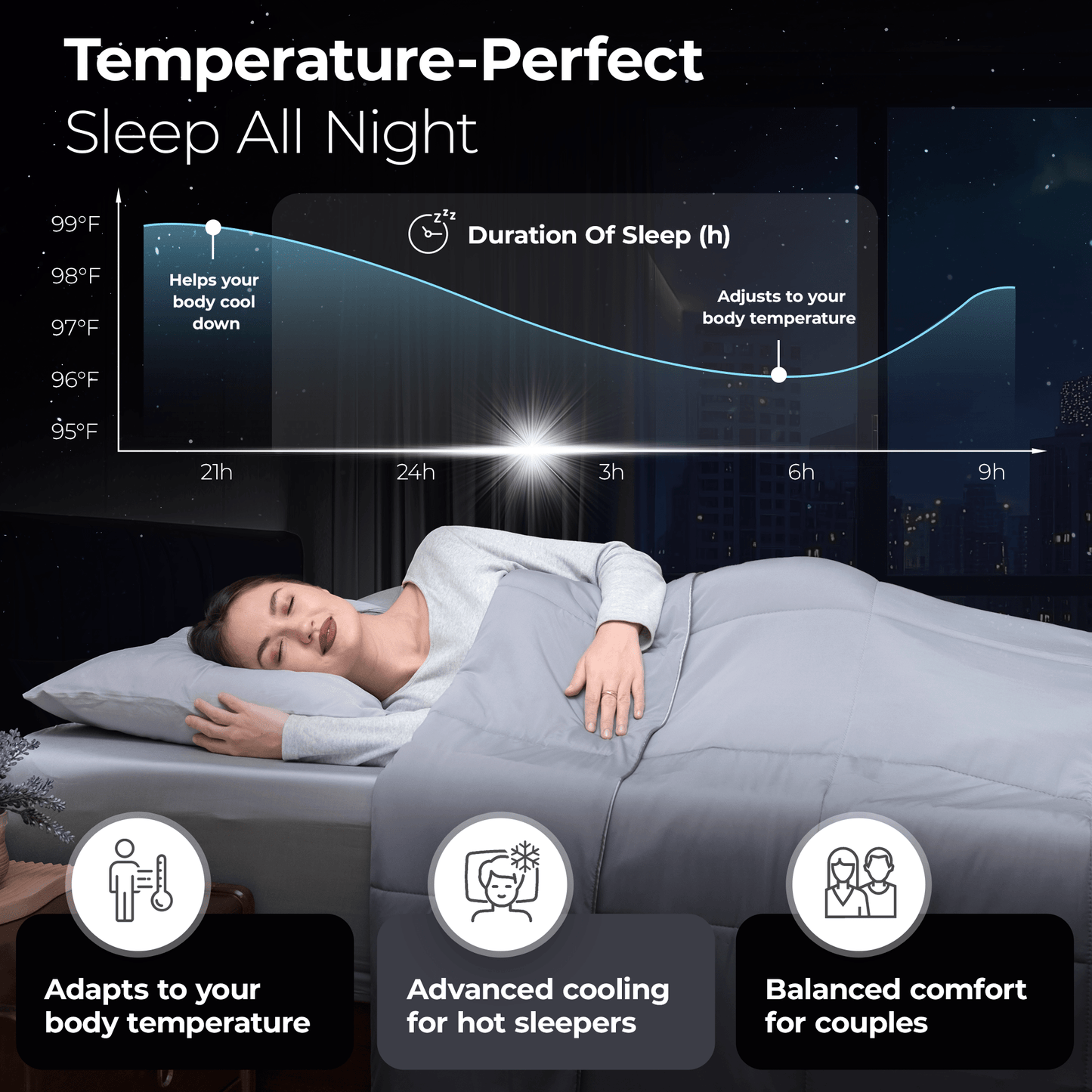 Silvery Cooling Comforter